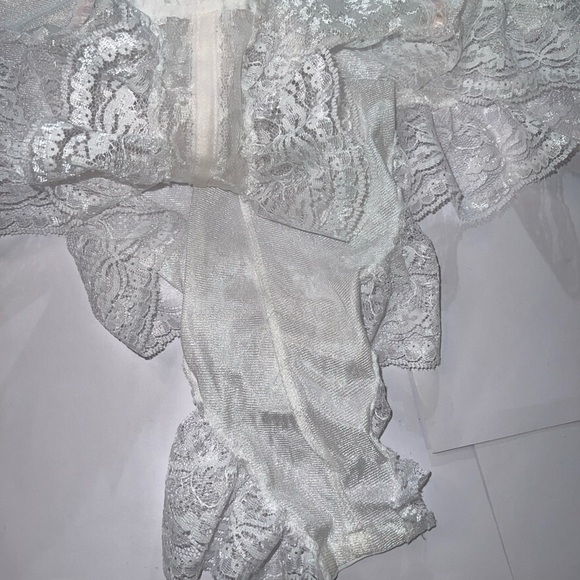 VTG  Tosca of California Pink Rose Satin Lace Teddy Bodysuit Small Snap Bottom - Picture 13 of 15